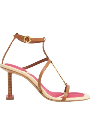 Jacquemus Buty, Kobieta, brązowy, 40 EU, Brązowe sandały na szpilce z metalową sprzączką