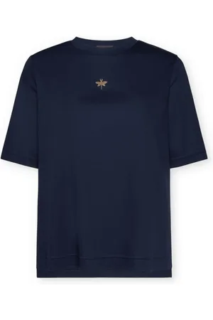 Elena Miro Koszulki, Kobieta, Niebieski, 3XL, T-shirt z małą ćmą ze strasem