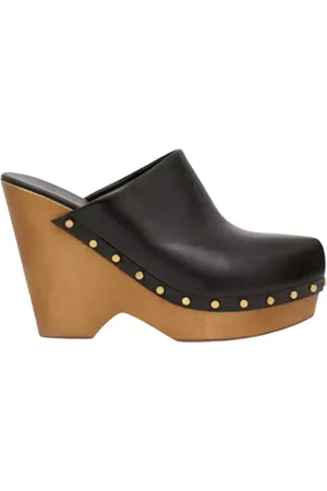 Isabel Marant Buty, Kobieta, Czarny, 37 EU, Skóra, Czarne skórzane chodaki Tsuko