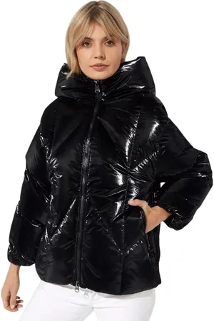 Hetrego Kurtki, Kobieta, Czarny, L, Nylon, Czarna kurtka Muriel z metalicznym połyskiem