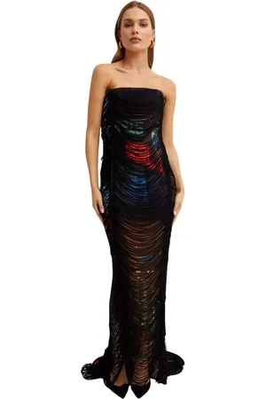Jean Paul Gaultier Sukienki, Kobieta, Czarny, S, Kolorowa Sukienka w Paski Maxi