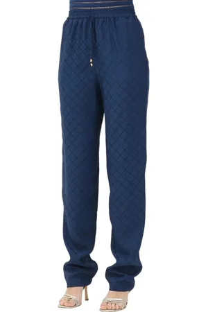 Elisabetta Franchi Spodnie, Kobieta, Niebieski, M, Spodnie Jogger z Dżakardu
