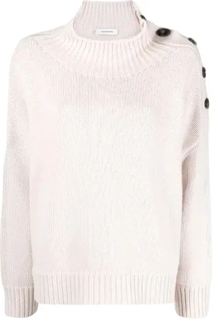 YVES SALOMON Swetry, Kobieta, Beżowy, M, Kaszmir, Różowy Beżowy Sweter Oversize z Guzikami