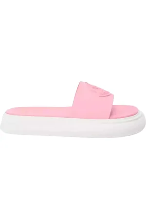 Moncler Buty, Kobieta, Różowy, 38 EU, Różowe klapki z logo