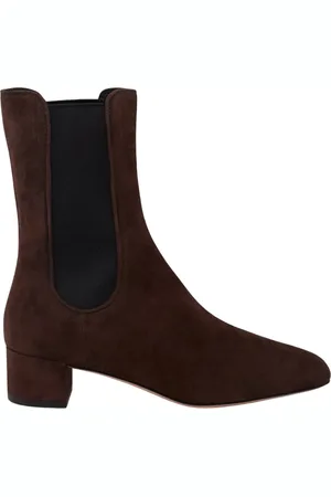 Aquazzura Buty, Kobieta, brązowy, 36 EU, Zamsz, Brązowe botki na niskim obcasie