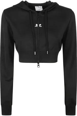 Courrèges Bluzy, Kobieta, Czarny, S, Czarne Swetry - Kurtka Cropped