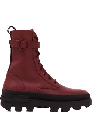 Moncler Buty, Kobieta, Czerwony, 38 EU, Czerwone botki Carinne styl militarny