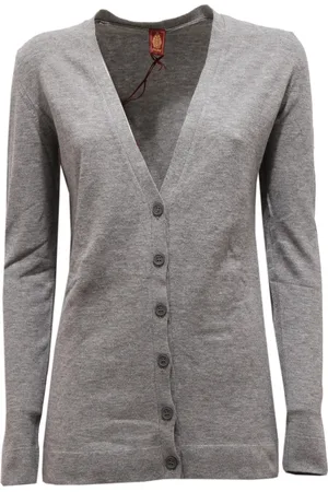 Dondup Swetry, Kobieta, Szary, L, Dabria Cardigan Sweter Made in Italy