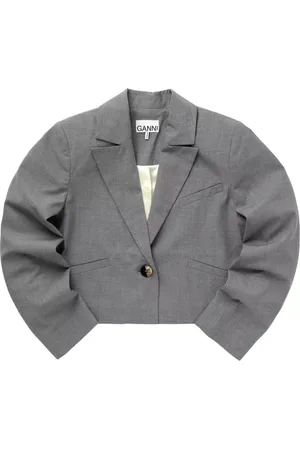 Ganni Kurtki, Kobieta, Szary, L, Poliester, Paloma Melange Blazer