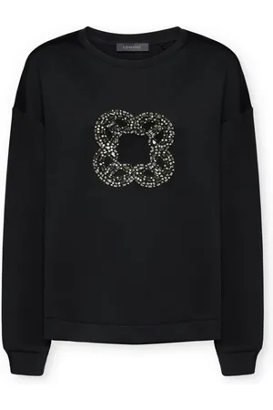 Elena Miro Bluzy, Kobieta, Czarny, M, Bluza z dużym haftem monogramu