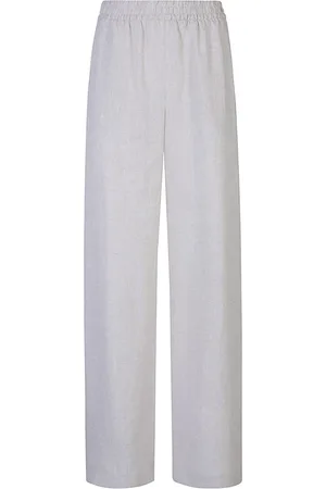 ELEVENTY Spodnie, Kobieta, Beżowy, 3XS, Poliester, Lurex lniane spodnie Palazzo