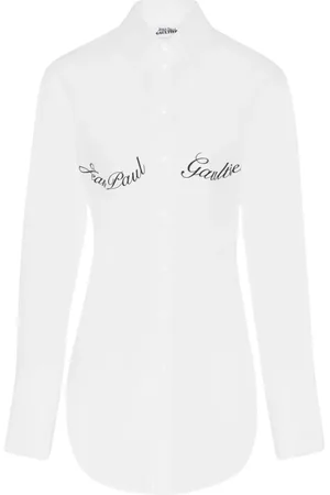 Jean Paul Gaultier Bluzki, Kobieta, Biały, S, Biała Koszula z Nadrukiem Logo