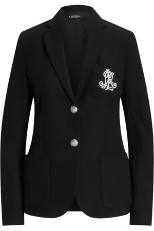 Ralph Lauren Kurtki, Kobieta, Czarny, L, Czarna marynarka ze srebrnym monogramem