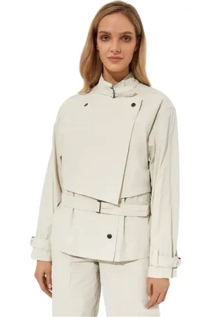 Isabel Marant Płaszcze, Kobieta, Beżowy, S, Bawełna, Krótki Beżowy Trenchcoat