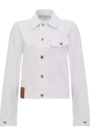 J.W.Anderson Kurtki, Kobieta, Biały, S, Denim, Biała Kurtka Denimowa z Klasycznymi Szczegółami