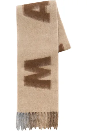 Marni Akcesoria, Kobieta, Beżowy, ONE SIZE, Logo I Pasek Wełniany Szal Mohair