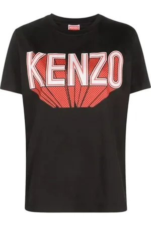 Kenzo Koszulki, Kobieta, Czarny, S, Bawełna, Koszulka Crewneck z Nadrukowanym Logo