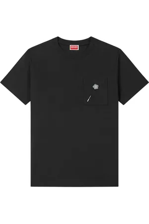 Kenzo Koszulki, Kobieta, Czarny, M, Czarny T-shirt z srebrną broszką