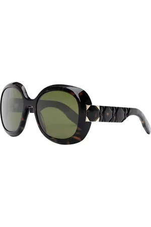 Dior Akcesoria, Kobieta, brązowy, ONE SIZE, Brązowe Okulary Damskie Okrągłe Zielone
