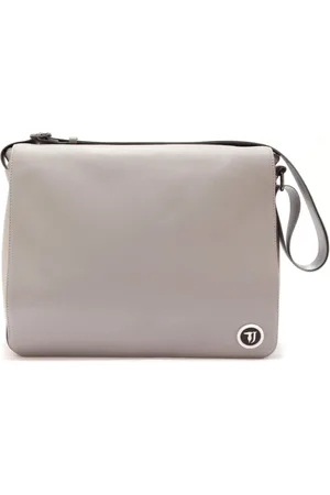 Trussardi Torebki, Kobieta, Szary, ONE SIZE, Torba Messenger z wegańskiej skóry Szara/Czarna