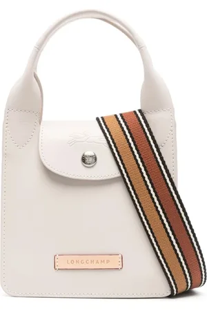 Longchamp Torebki, Kobieta, Beżowy, ONE SIZE, Skóra, Torba na ramię z klapką ze skóry cielęcej w kolorze ecru