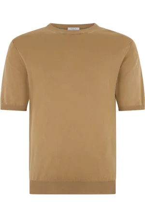 Boglioli Koszulki, Mężczyzna, Beżowy, L, Garment Dyed Cotton T-Shirt
