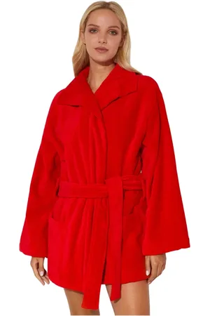 Dsquared2 Bielizna nocna, Kobieta, Czerwony, L, Bawełna, Czerwony szlafrok z logo