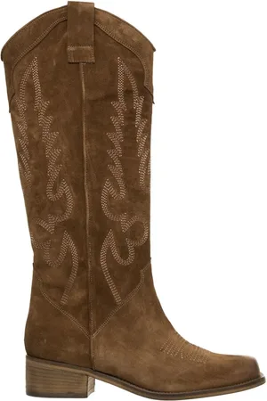 Curiosité Buty, Kobieta, brązowy, 37 EU, Zamsz, Brązowe botki w stylu western