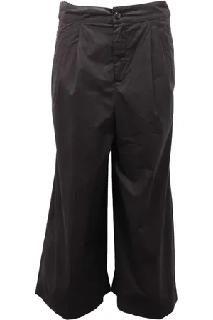 Woolrich Spodnie, Kobieta, Czarny, M, Czarne Bawełniane Spodnie Palazzo o Szerokich Nogawkach