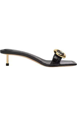 Jacquemus Buty, Kobieta, Czarny, 36 EU, Skóra, Klapki Circle Square