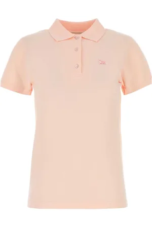 Maison Kitsuné Koszulki, Kobieta, Różowy, L, Pastel Piquet Polo Shirt