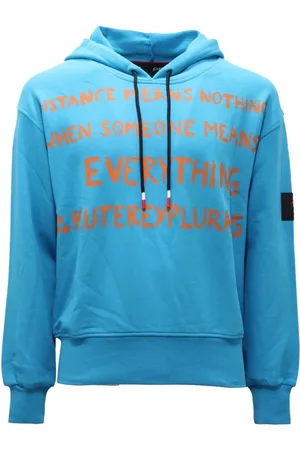 Peuterey Bluzy, Mężczyzna, Niebieski, L, Oversize Bawełniany Sweter Turkusowy