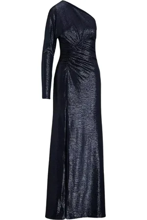Ralph Lauren Sukienki, Kobieta, Niebieski, XS, Metaliczna sukienka na jedno ramię