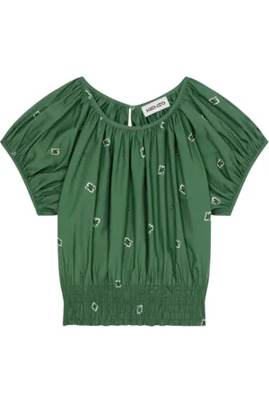 Kenzo Bluzki, Kobieta, Zielony, M, Bawełna, Zielona bluzka we wzór paisley
