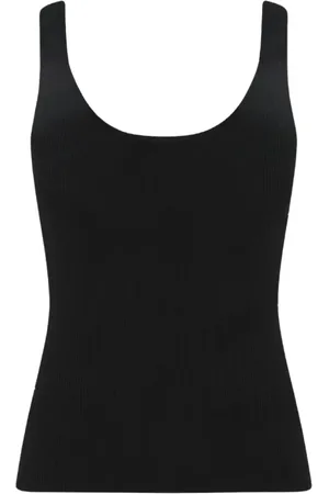 ZIMMERMANN Koszulki, Kobieta, Czarny, M, Nylon, Czarny Prążkowany Top