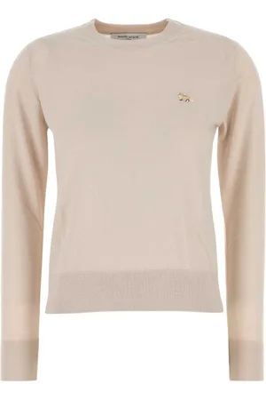 Maison Kitsuné Swetry, Kobieta, Beżowy, XS, Sweter z wełny w piaskowym kolorze
