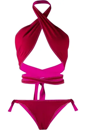 Reina Olga Stroje kąpielowe, Kobieta, Czerwony, L, Bordowy Komplet Bikini Halter
