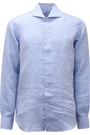 Orian Koszule, Mężczyzna, Niebieski, S, 4849At Slim FIT koszula lniana