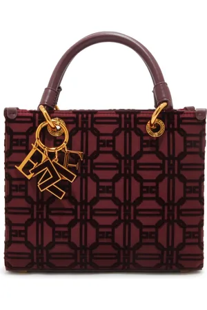 Elisabetta Franchi Torebki, Kobieta, Czerwony, ONE SIZE, Torba z Flock Tkaniny z Regulowanym Paskiem