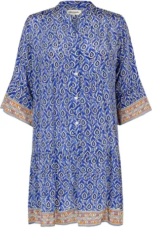Lollys Laundry Sukienki, Kobieta, Niebieski, M, Niebieska Krótka Sukienka z ¾ Rękawami