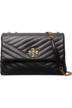 Tory Burch Torebki, Kobieta, Czarny, ONE SIZE, Czarna skórzana torebka na ramię Kira Chevron