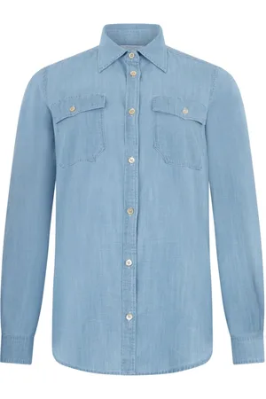 Boglioli Bluzki, Kobieta, Niebieski, S, Denim, Denimowa Koszula Westernowa
