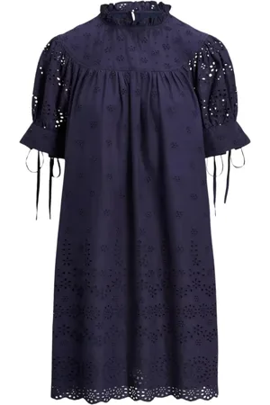 Ralph Lauren Sukienki, Kobieta, Niebieski, M, Bawełna, ażurowa sukienka mini