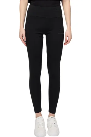 Emporio Armani Spodnie, Kobieta, Czarny, M, Czarne legginsy z wysokim stanem i strassem
