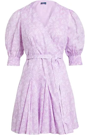 Ralph Lauren Sukienki, Kobieta, Fioletowy, S, Bawełna, Fioletowa sukienka w kwiaty