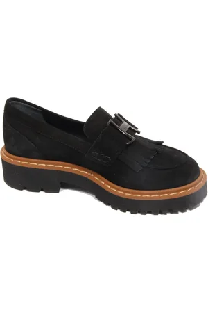 Hogan Buty, Kobieta, Czarny, 40 EU, Zamsz, Czarne Zamszowe Buty Loafer z Pianką Pamięci