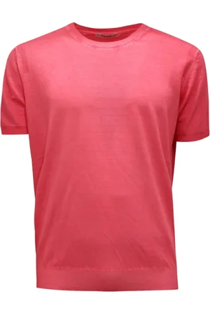 KANGRA CASHMERE Koszulki, Mężczyzna, Różowy, L, Sweter Vintage Efekt Wyprodukowany we Włoszech