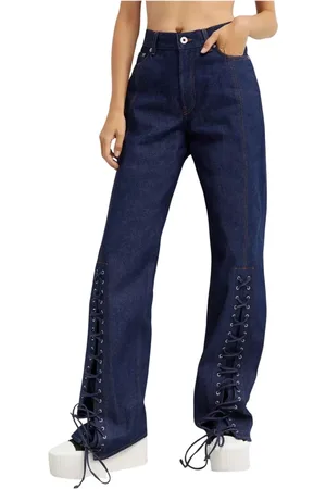 Jean Paul Gaultier Jeansy, Kobieta, Niebieski, W29, Denim, Granatowe Jeansyy ze Sznurowaniem