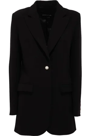 ERMANNO SCERVINO Kurtki, Kobieta, Czarny, M, Vintage Guzik Długa Kurtka