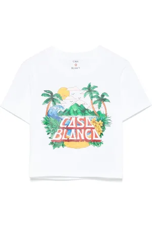 Casablanca Koszulki, Kobieta, Biały, XS, Stylowa damska koszulka z nadrukiem logo